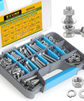 267 Piece Hex Bolts And Nuts Assortment Kit With Washers SAE Fasteners In One Quarter Twenty, Five Sixteenths Eighteen, Three Eighths Sixteen Sizes Fully Threaded 304 Stainless Steel Nut Bolt Washer Set For DIYers Auto And Home Repairs