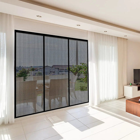 Magnetic Screen Door With Self Sealing Design, Heavy Duty Fiberglass Mesh, Hands Free Entry For Sliding Doors, Patio View