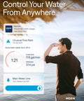 Flo Shutoff Automatic Water Leak Detector And Main Line Shutoff For One Inch Pipes, whole-home leak monitoring app alert screen with water shutoff controls