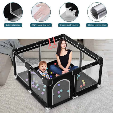 Spacious Baby Playpen For Babies And Toddlers Indoor And Outdoor With Gate, Breathable Mesh Walls, Super Sturdy Play Yard, Kiddo Friendly Fence For Infants, Large 50x50x27 Cm Play Space, Easy Setup Safe Activity Center