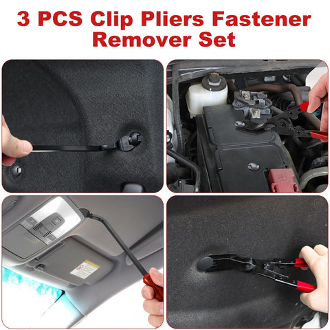 Seventeen Pcs Hook And Pick Tool Set With Scraper For Auto Clip Removal Pliers and Fastener Remover in car trim usage