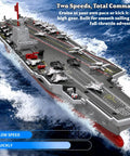 16 Inch RC Warship Boat With Real Water Spray, 15 MPH Dual Motor Aircraft Carrier Battleship showing deck details on water