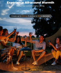 Group of friends enjoying evening outdoors with Infrared 1500W Patio Heater For Indoor Outdoor Use With Tabletop Switch.