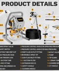 Heavy Duty 700W Electric Airless Paint Sprayer Delivers Slick 2900 PSI Coating Power, hoses, spray gun, and accessories detailed view.