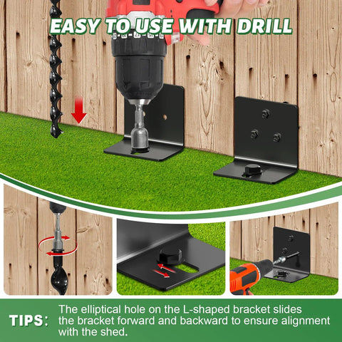 25 Inch Full Spiral Blade Ground Anchor Screw In Kit For Heavy Duty Carports Gazebos And Storage Sheds 4 Pack Mobile Home Anchor System With Bracket And Drill Adapter Rust Resistant Coated Withstand Up To 1000lb