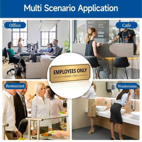 Brushed Gold Employees Only Door Sign Sticker Self Adhesive Weatherproof Vinyl Staff Only Decal for home office store restaurant