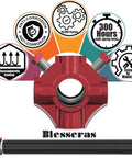 Garage Door Torsion Springs With Non Slip Winding Bars And Oil Free Coil For Smooth Operation 2 Inch Inside Diameter And 22 Inch Length Heat Treated Steel With Aluminum Cones And Electrophoretic Coating For Corrosion And Abrasion Resistance, featuring red center ring and durability icons.