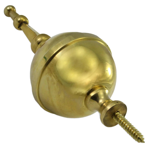 Ball Finial For Grandfather Clock Longcase With M5 Thread Mount 110mm High Brass Ball 50mm Diameter High Polish Finish