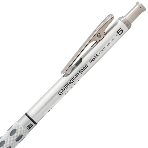 GraphGear 1000 Mechanical Pencil 0.5mm With Lead Hardness Indicator And Dual Action Retractor Black Barrel close-up view