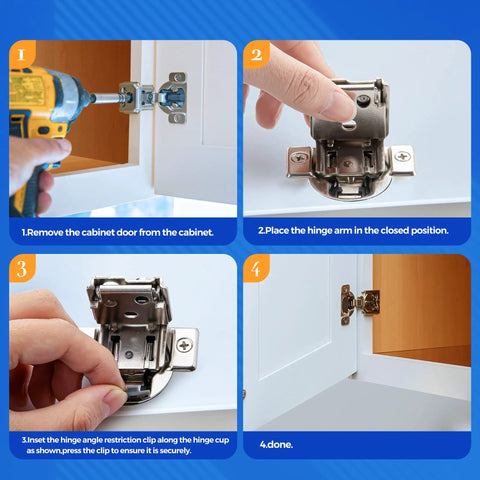 Keep Your Cabinets Chill And Slam Free With These Reliable Soft Close Hinge Clips That Lock Doors At A Perfect Angle For Smooth Operation And Zero Door Dings, installation steps with tools and clips.