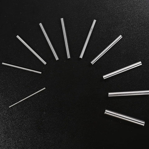 Pro Grade Pin Gauge Set M1 0.061-0.250 Inches, 190-Piece Class ZZ Steel Pin Gauges With Storage Case, Ultra Precise Measurement Tools With Tight Tolerances 0.0000 To -0.0002, HRC 60-62, steel pin gauges laid out on black surface