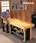 Woodwork shop with workbench using Eight Pack Heavy Duty Retractable Caster Wheels With 4400 Lb Load, Adjustable Height Ratchet Handle