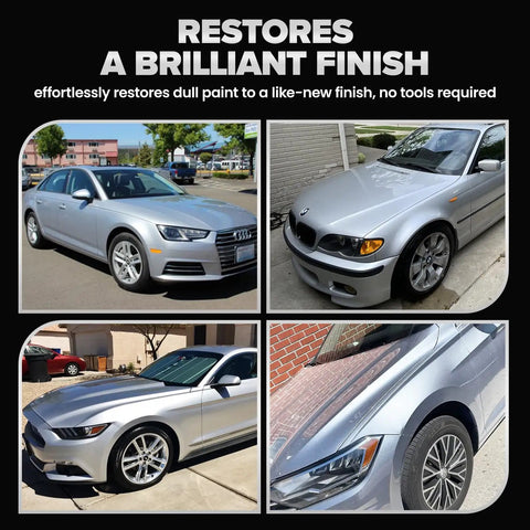 Gray and silver cars showing restored finish with Gray And Silver Scratch Remover Kit For Cars Easy Fix For Deep Scratches And Swirls.