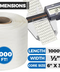 Badass Heavy Woven Pallet Strapping Tape One Thousand Foot Roll Half Inch Wide with dimensions displayed.