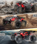 1 18 Scale RC Car 2.4GHz 4WD Beast Monster Truck With Drift Wheel And Gyro All Terrain driving on rock, sand, road