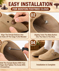 Easy installation steps for Heavy Duty Zinc Alloy Replacement Rivets For Cork Potato Clogs and Suede Rubber Footwear.