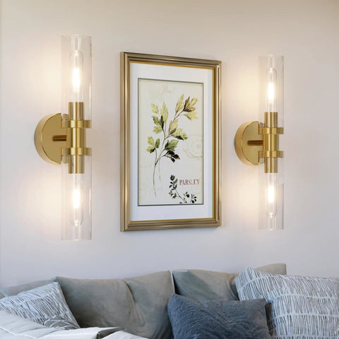 Battery Powered Wall Sconce Set Of 2 With 10000mAh Rechargeable Batteries Remote Control Cordless Timer Dimmable Glass Lamps Gold Finish