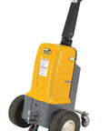 Heavy Duty Yellow Black Steel Electric Tugger With 2000 Lb Pull Capacity For Tough Jobs, ergonomic handle and large wheels for smooth maneuvering.