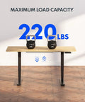 FlexiSpot E6 Solid Wood Electric Standing Desk With 2-Stage Dual Motor Adjustable Height Up To 48 inches By 24 inches Heavy Duty Rubberwood Desktop with kettlebells.