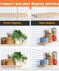 Two Pack Solid Wood Pegboard Shelf Set With No Tilt Balance Twelve By Four Inch Shelves Fit One Quarter Inch Pegboards