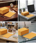 25 Pack Manila Self Seal Envelopes 9x12 Catalog Mailers With Kraft Finish on various desks