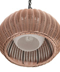One Light Outdoor Plug In Pendant Lighting With Plastic Rattan Shade Frosted Inner Layer Bronze Hanging Cord And Chain Indoor Outdoor Compatible Ceiling Light For Patio Porch Or Balcony Chill Vibe Ambience close-up view