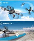 1080P HD Foldable Drone With Carrying Case For Adults, One Key Takeoff And Landing shown demonstrating 360 degree flip and waypoints fly.