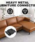 Heavy Duty Metal Sectional Sofa Connectors With Included Screws Universal Couch Interlocking Brackets, 1.8mm thick metal, shown with couch.