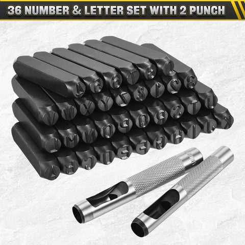 36-Piece Metal Stamping Kit With 10mm Dies For Imprinting Plastic, Wood, Leather, And Jewelry, Includes A To Z Alphabet, Numbers 0 To 8