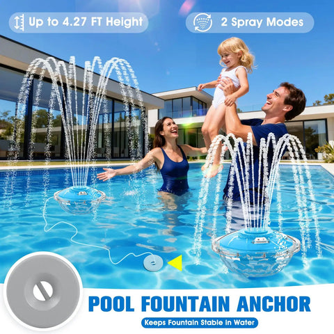 Rechargeable Pool Fountain With Light Powerhouse 8000mAh Battery Long Run Time Large Floating Pool Fountain