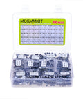 Kit of 800 electrolytic capacitors, 40 values from 0.1uF to 1000uF, 10V to 100V, DIY inline set in a transparent storage box