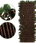 Expandable Fence Privacy Screen With Faux Ivy Fencing Panel For Balcony Patio Outdoor Use 16x45 Inch Closed To 92 Inch Wide FSC Certified Willow Frame Low Maintenance Garden Backyard Home Decor