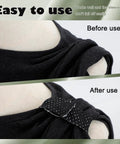 Comparison of before and after using Softball Sleeve Holders With Hook Loop Fasteners Reversible Black And White Sleeve Ties