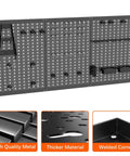 Heavy Duty Metal Pegboard Panels 3 Pack For Garage Wall Organization And Tool Storage, Modular Peg Board Organizer For Workbench, Powder Coated Steel Panels In Black