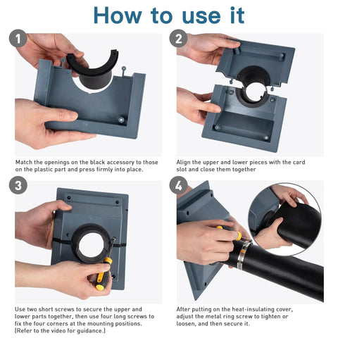 Slick HVAC Line Set Cover Kit For Wall Penetration AC Pipe Sleeves Weather Resistant Insulation Guard installation guide with steps.
