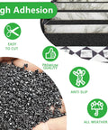 Heavy Duty Anti Slip Tape 6 Inch By 35 Feet With 80 Grit Friction Grip shown on stairs and close-up of texture.