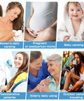Collage showing uses of On The Go Bidet Sprayer For Travel And Personal Hygiene in daily care, postpartum, baby, elderly, and travel