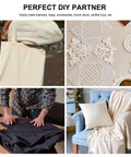 Rotary blade + drive housing accessories for Maker; collage shows beige tote bag, white lace doilies, fabric being cut, and a blanket on a chair.
