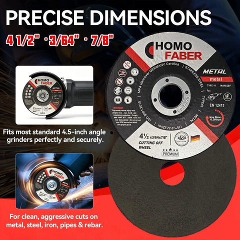 High Performance 10 Pack Of 4.5 Inch Metal Cutting Discs, 3/64 Thick By 7/8 Inch Arbor, cutting wheel fits standard angle grinders.