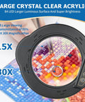 Hands Free Magnifying Lamp With Light And Stand, 15X/30X Magnifier Glass displaying diamond painting details through lens