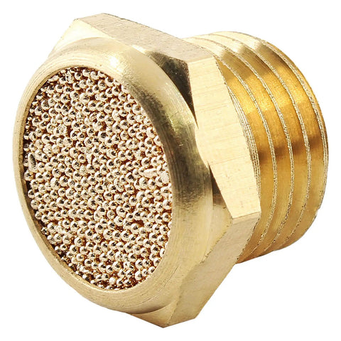 Brass Pneumatic Sintered Muffler Silencer Pack of 12, 1/4 NPT Male Thread Air Exhaust Fittings for Compressed Air Lines
