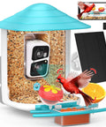 2K HD Bird Feeder Camera With Solar Power And 32GB Card Auto Detect And Notify AI ID 155 Degree Wide View Color Night Vision Wireless Outdoor