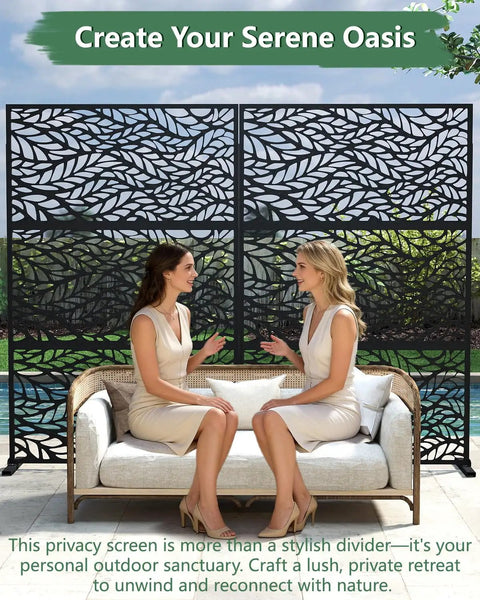 Metal Outdoor Privacy Screen Set Of 2 Freestanding Privacy Fence Panels, 72 Inch High By 47 Inch Wide, Ideal For Patio Garden Balcony