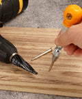Cobalt Step Drill Bit Set With Center Punch by MulWark TiAlN Coated Unibit on wooden slab with drill and nail