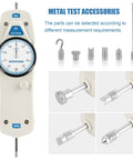 Pro Grade 100 Pound Push Pull Force Gauge With Calibration Certificate Tough ABS Shell Precise 0.5 Pound Resolution 10mm Stroke Great For Tension And Compression Testing Backed By Real Tech Support, with metal test accessories