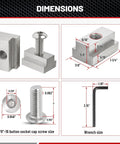 Toyota Tundra Tacoma Bed Rail Cleat T Slot Nut With Three Eighths Inch Thread Stainless Steel Tie Down Kit Six Pack with dimensions.