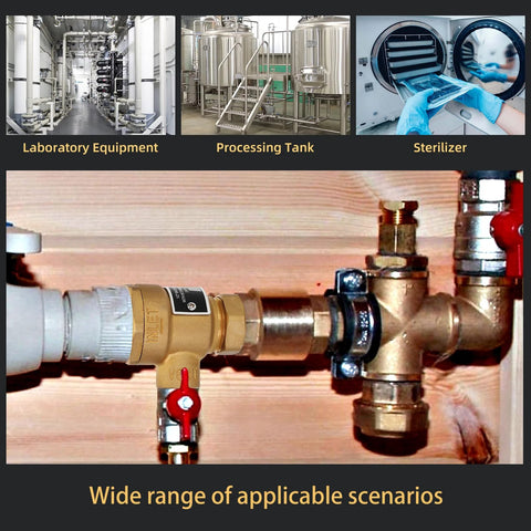 Brass backflow preventer with dual check valves, 1/2 inch, female unions on copper line.
