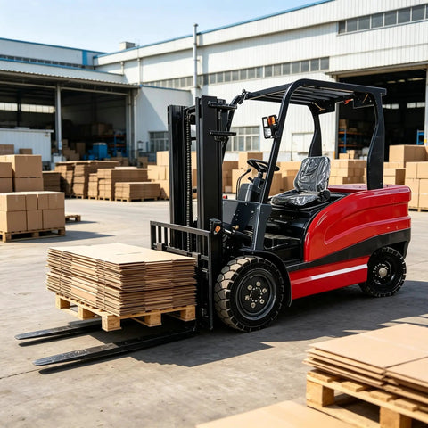 Heavy Duty Electric Forklift For Warehouse Logistics And Dock Loading Featuring Ride On Setup And No Sweat Pallet Handling For Top Shelf Inventory Hustle with stacked pallets.