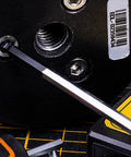 Beefy Pro Grade 9-Piece T-Handle SAE Allen Wrench Set with Long Arm Ball End Hex Keys in use on a black mechanical part.