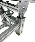 Detailed view of adjustable aluminum frame on Badass Inclined Conveyor System With Non Slip PVC Belt Tilt Action For Warehouse Moves.
